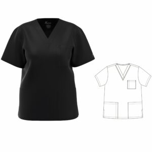 Unisex Scrub Top in Black color