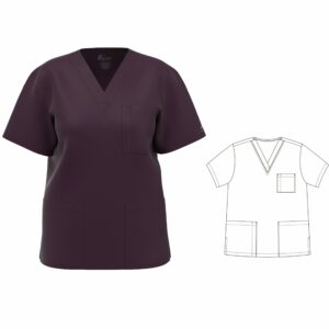 Unisex Scrub Top in Wine color