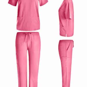 Unisex 4 Way stretch cargo scrub set in Azalea color