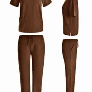 Unisex 4 Way stretch cargo scrub set in Brown color