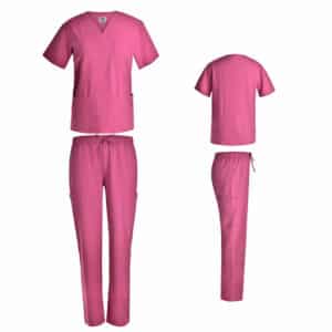 Unisex 4 Way stretch cargo scrub set in Fuschia color