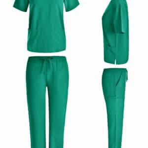 Unisex 4 Way stretch cargo scrub set in Hunter Green color