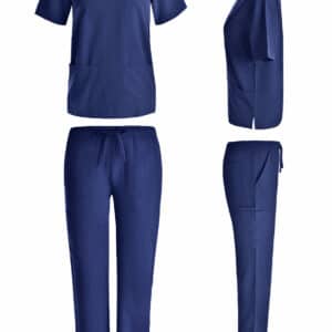 Unisex 4 Way stretch cargo scrub set in Navy blue color