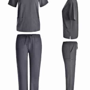 Unisex 4 Way stretch cargo scrub set in pewter