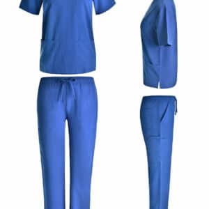 Unisex 4 Way stretch cargo scrub set in Royal Blue