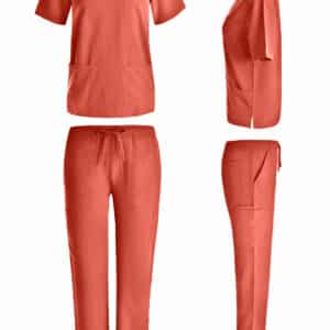 Unisex 4 Way stretch cargo scrub set in Tangerine color