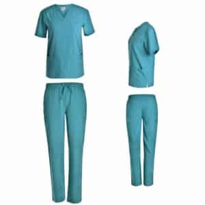 Unisex 4 Way stretch cargo scrub set in Teal Green