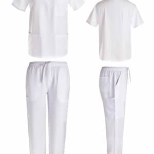 Unisex 4 Way stretch cargo scrub set in White