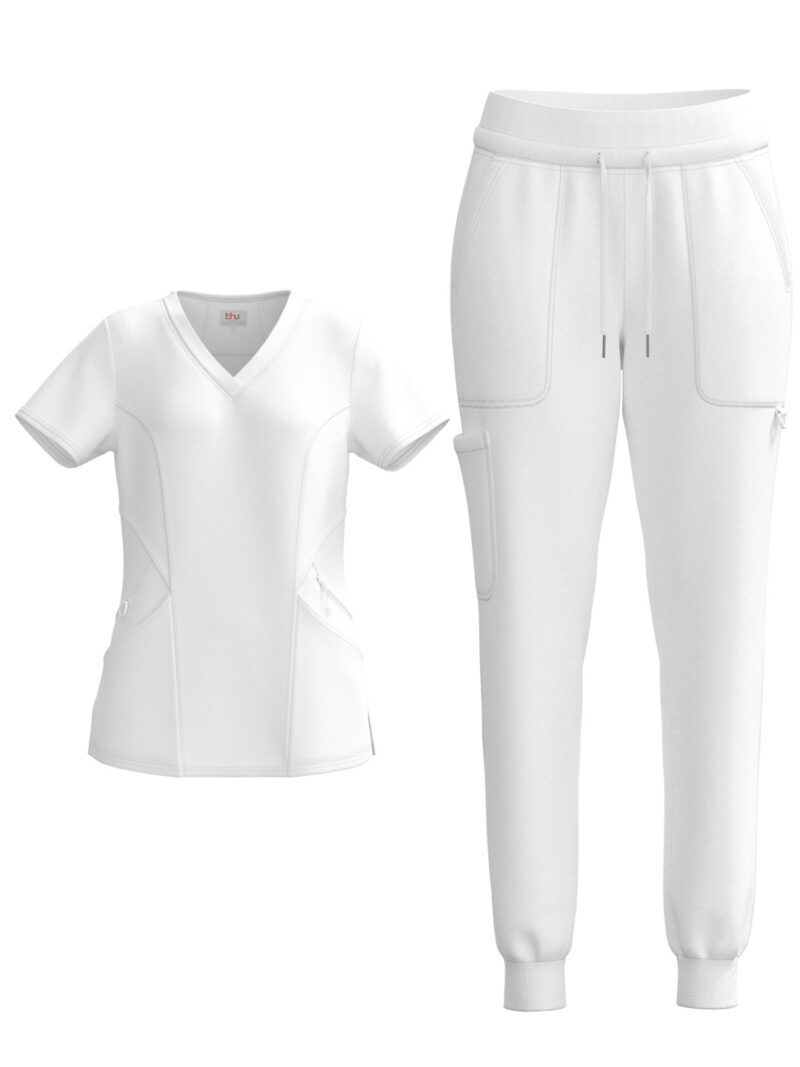 Ladies 4 Way Stretch Scrub Style #1148 White By Bhu