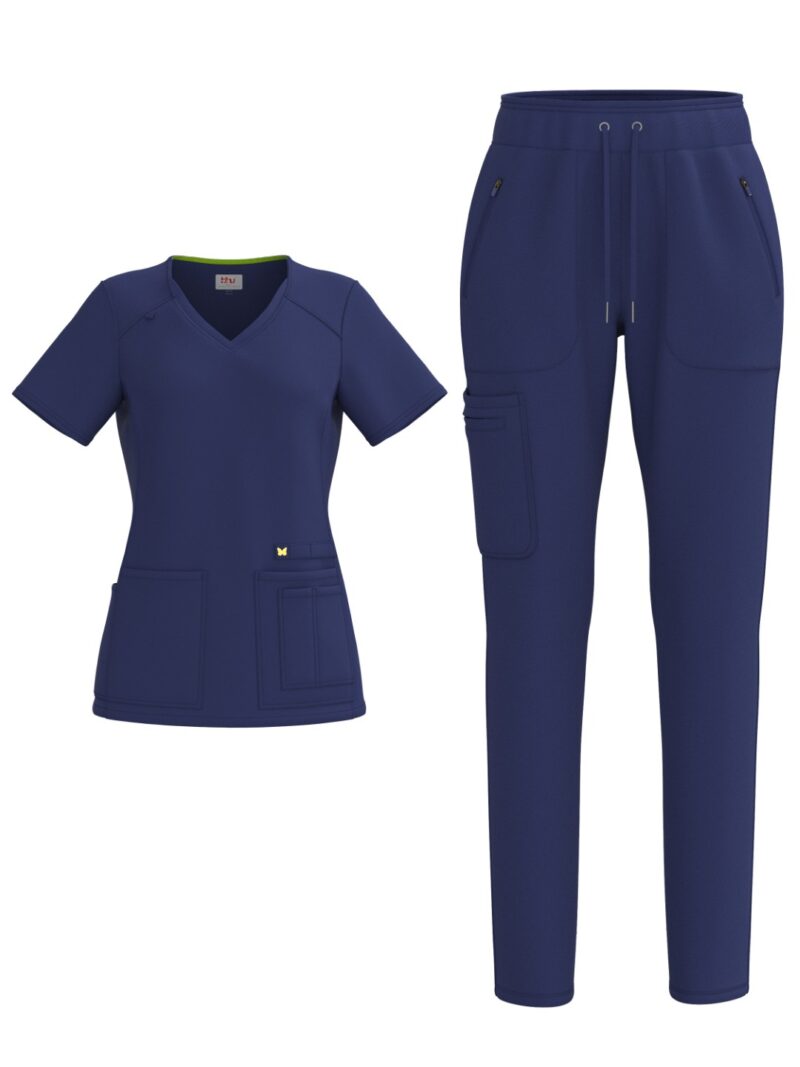 Ladies 4 Way Stretch Scrub Style #1149 Navy By Bhu