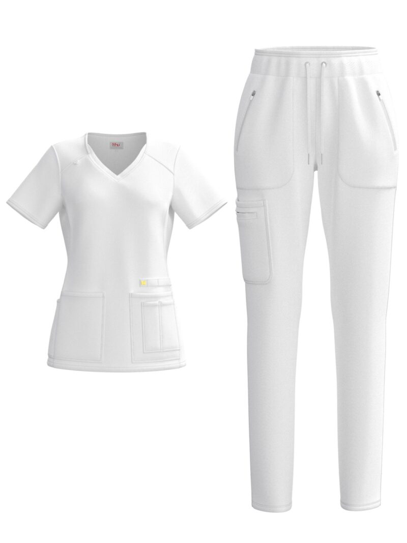 Ladies 4 Way Stretch Scrub Style #1149 White By Bhu