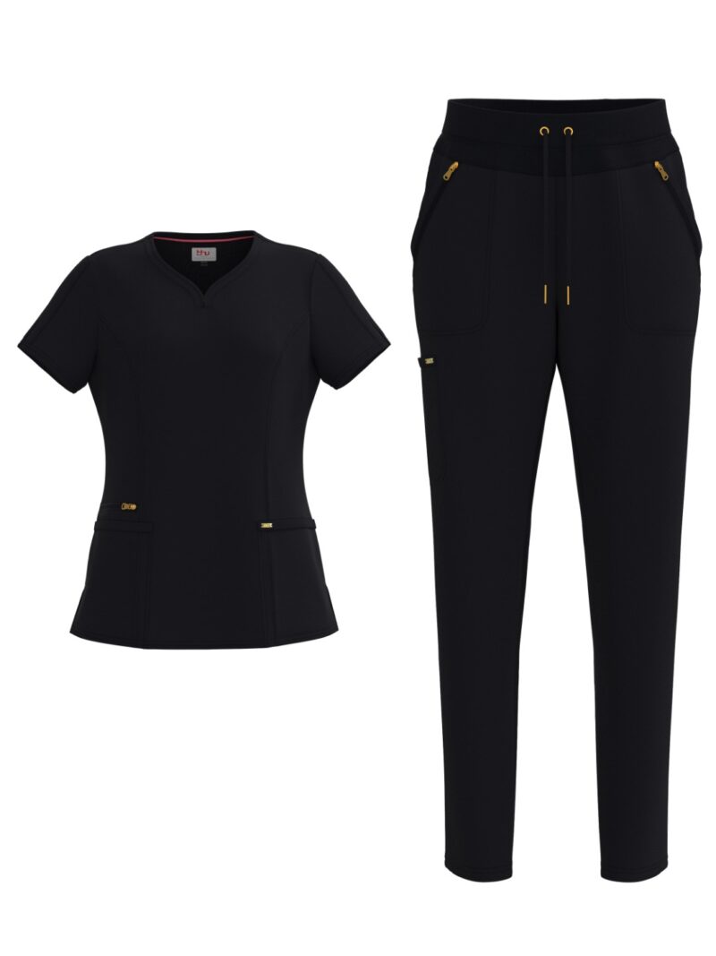 Ladies 4 Way Stretch Scrub Style #1150 Black By Bhu