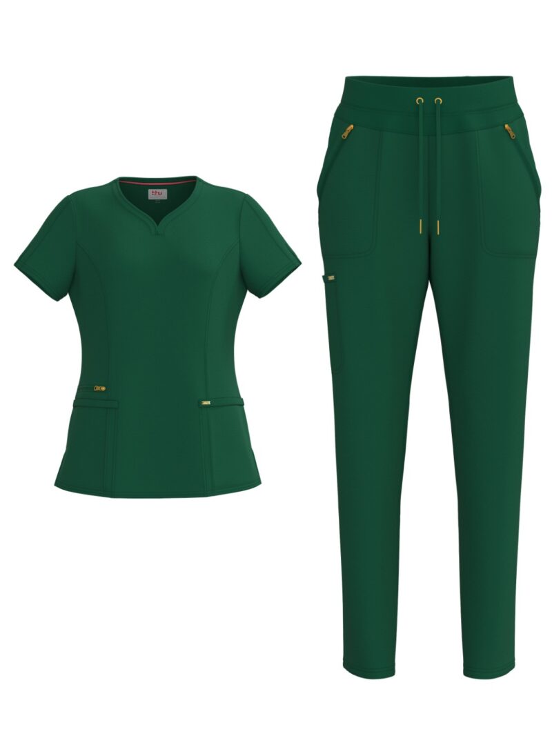Ladies 4 Way Stretch Scrub Style #1150 Hunter Green By Bhu