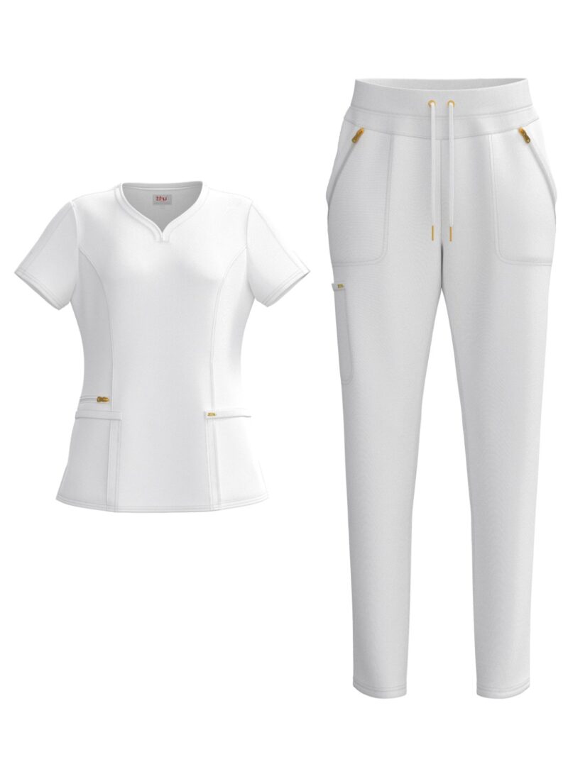 Ladies 4 Way Stretch Scrub Style #1150 White By Bhu