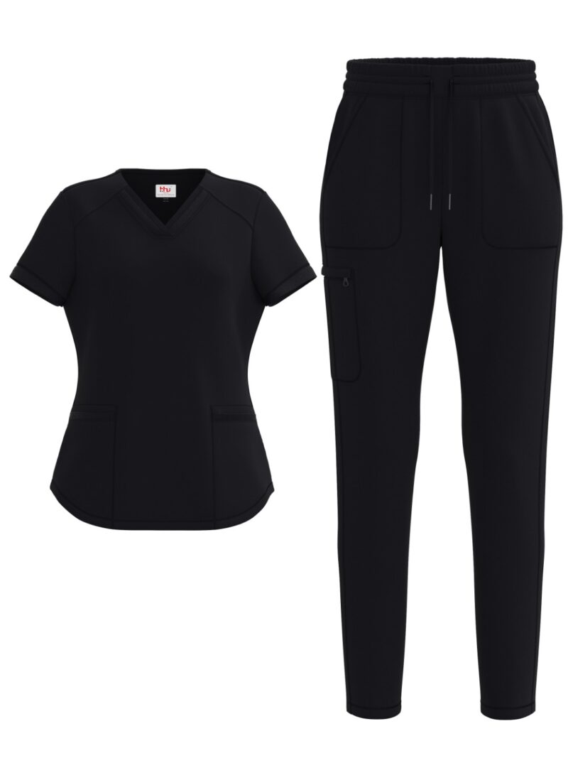 Ladies 4 Way Stretch Scrub Style #1151 Black By Bhu