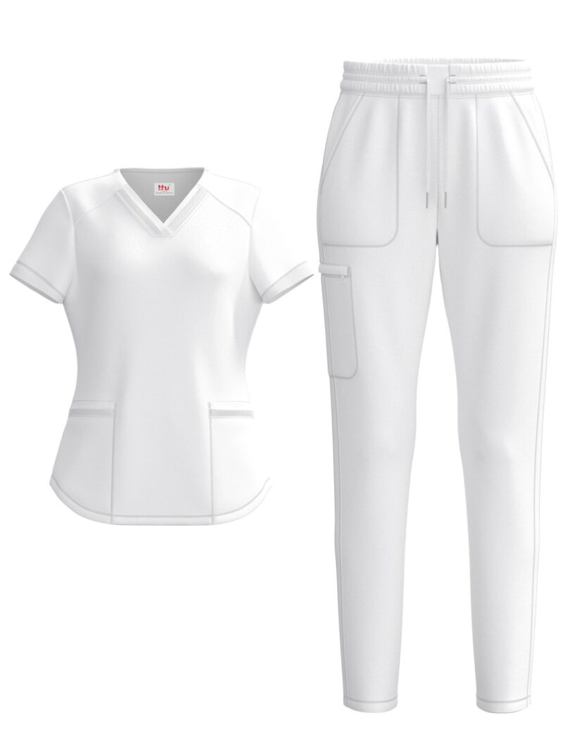 Ladies 4 Way Stretch Scrub Style #1151 White By Bhu