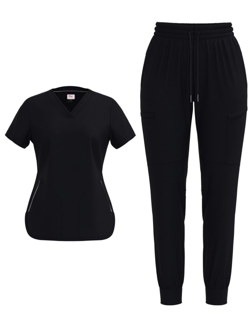 Ladies 4 Way Stretch Scrub Style #1152 Black By Bhu
