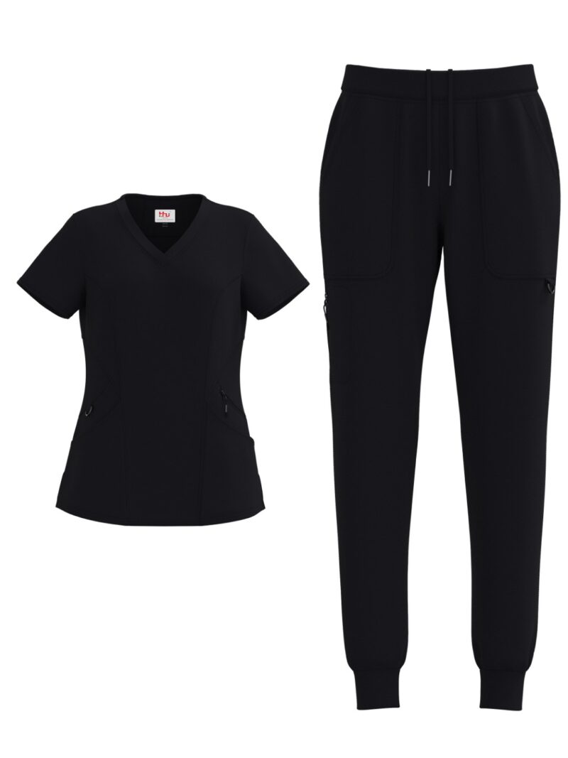 Ladies 4 Way Stretch Scrub Style #1153 Black By Bhu