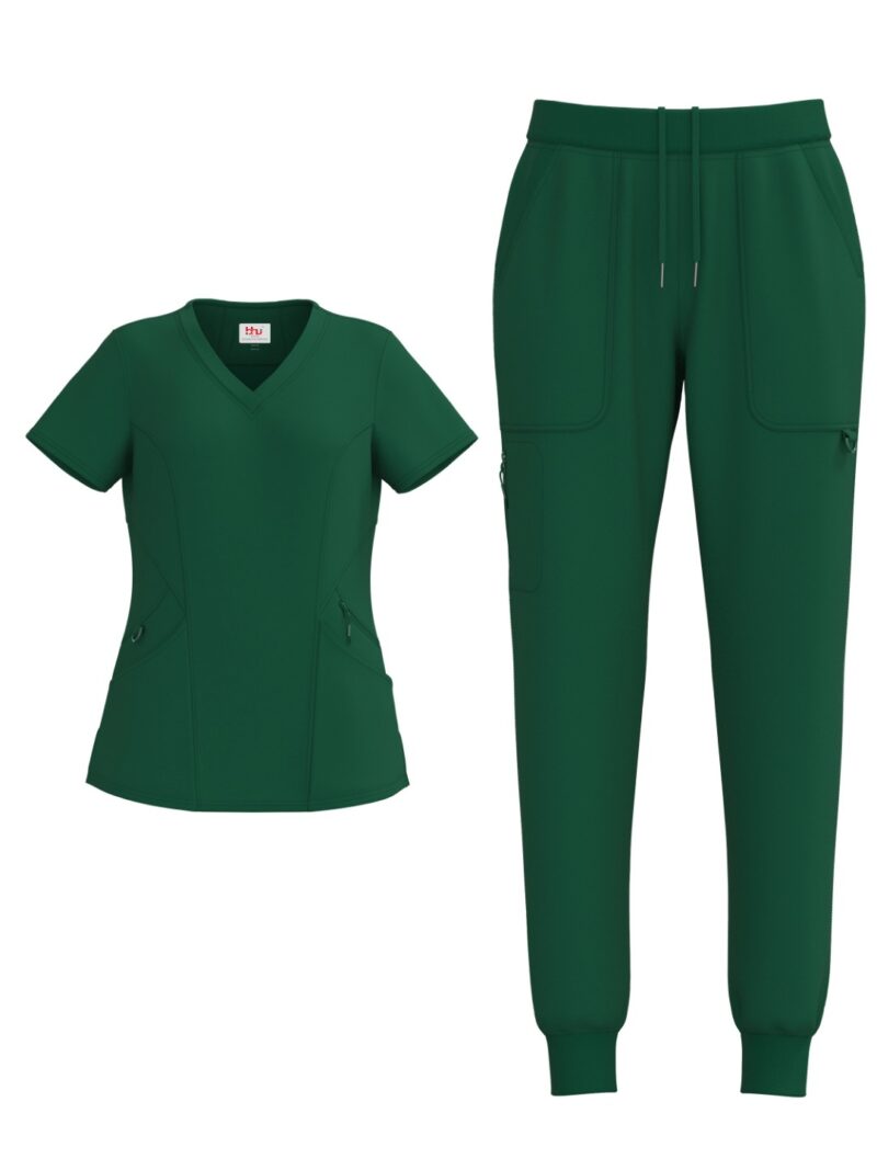 Ladies 4 Way Stretch Scrub Style #1153 Hunter Green By Bhu