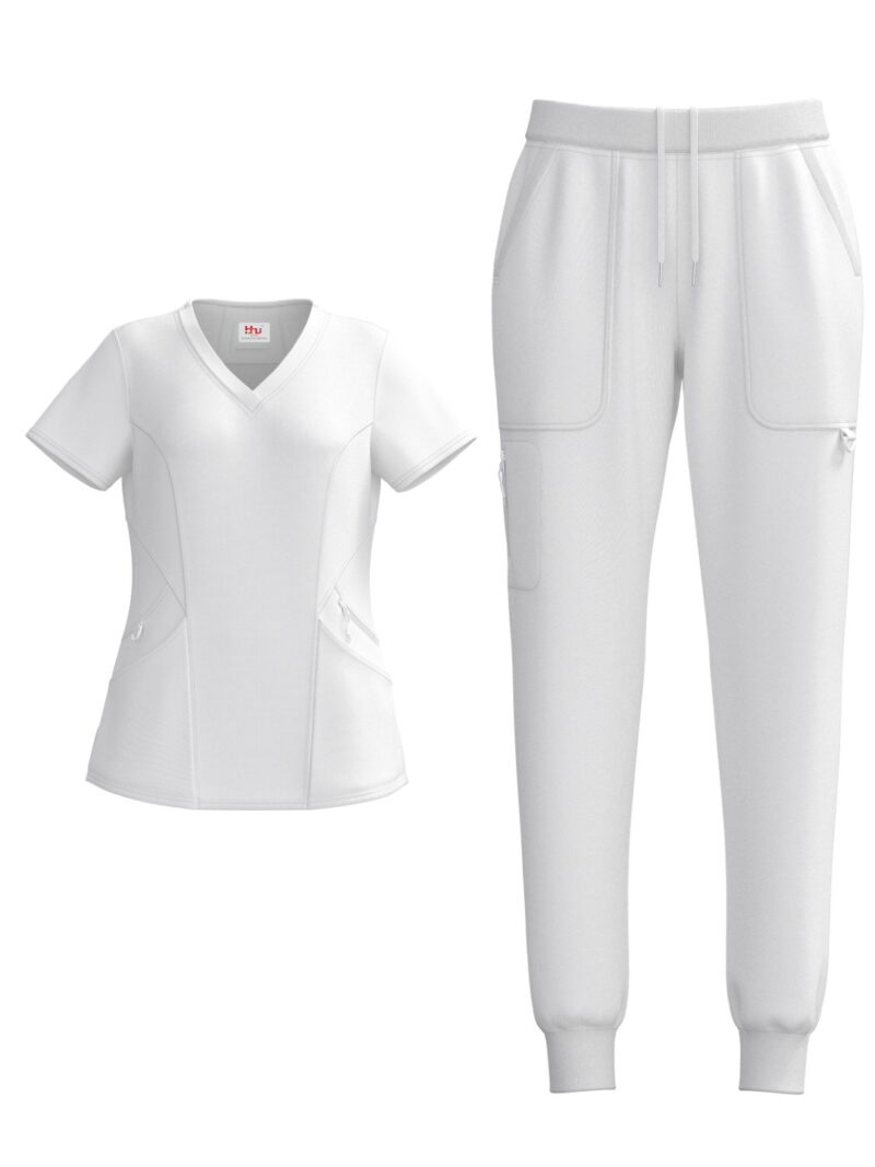 Ladies 4 Way Stretch Scrub Style #1153 White By Bhu