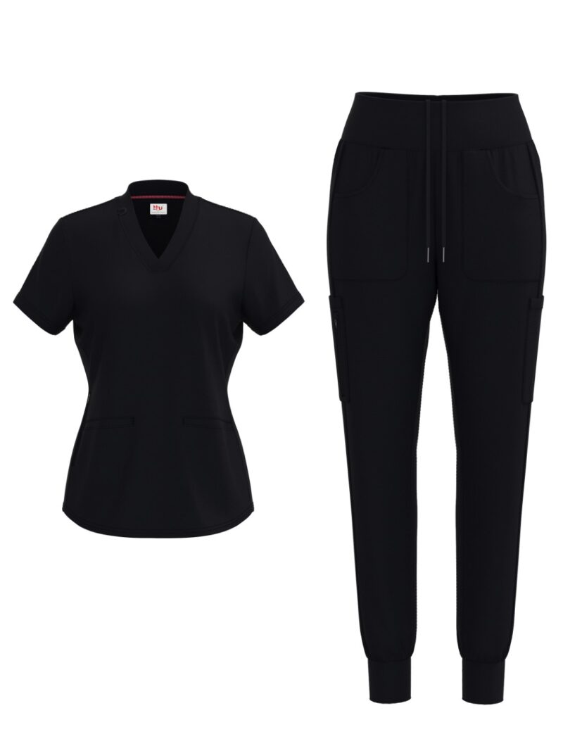Ladies 4 Way Stretch Scrub Style #1154 Black By Bhu