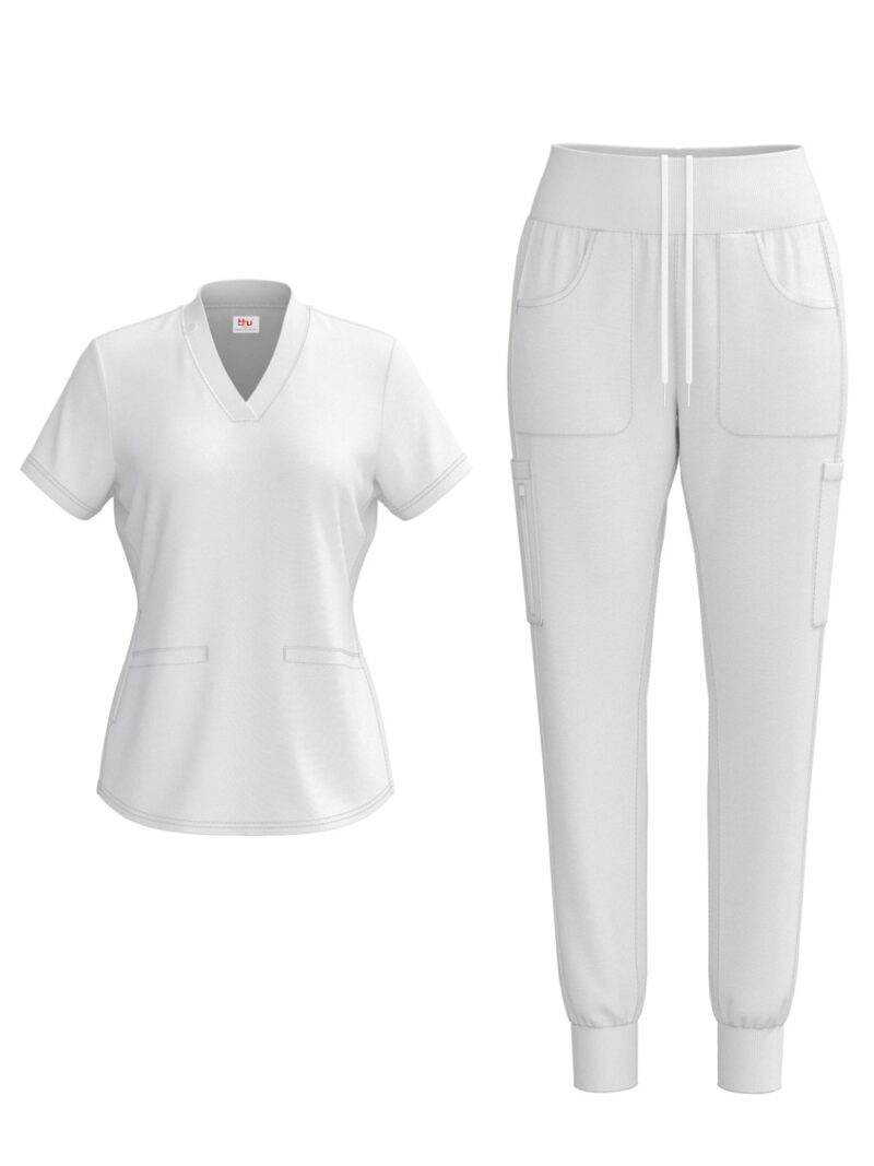 Ladies 4 Way Stretch Scrub Style #1154 White By Bhu