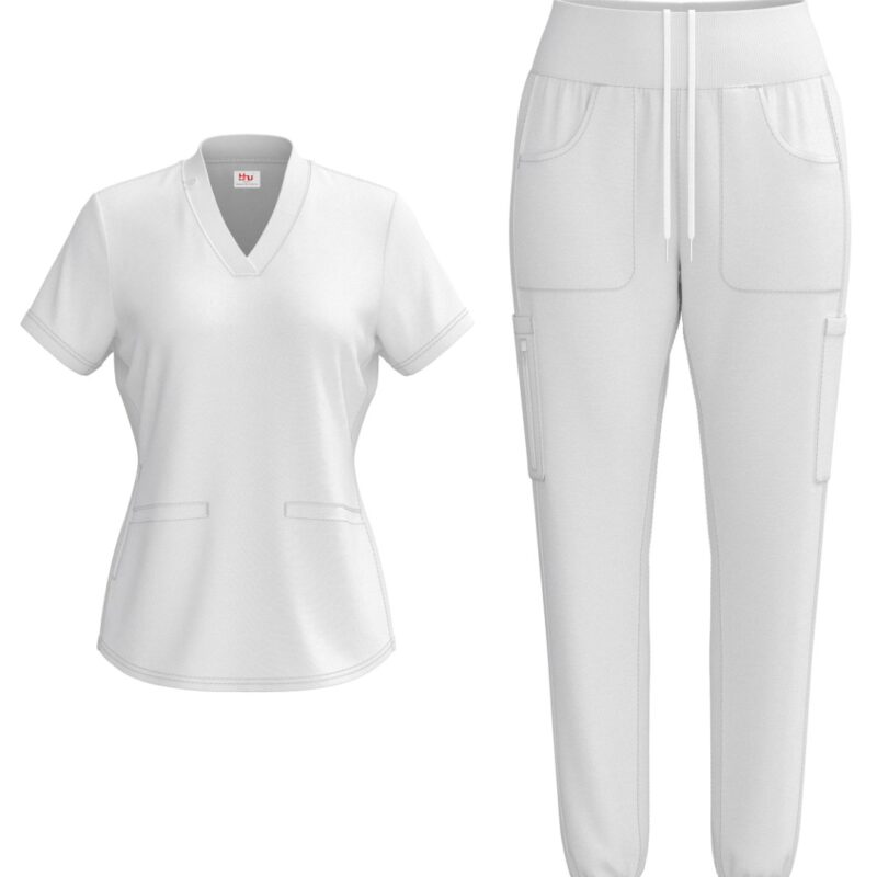 Ladies 4 Way Stretch Scrub Style #1154 White By Bhu
