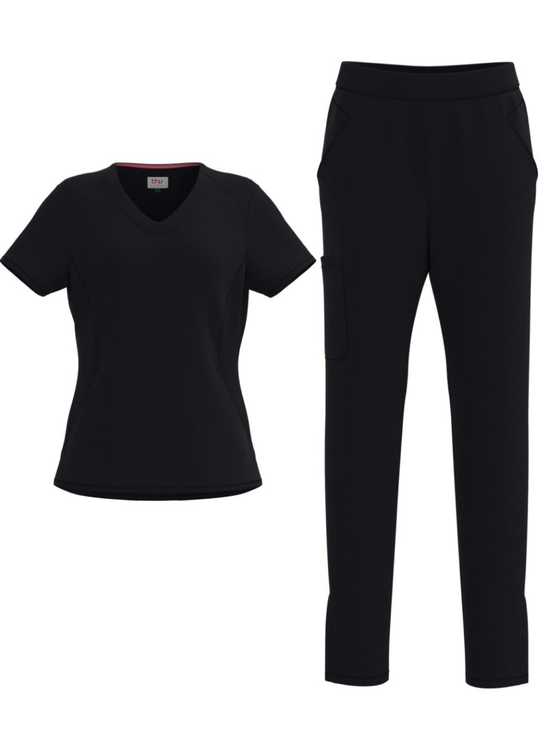 Ladies 4 Way Stretch Scrub Style #1155 Black By Bhu