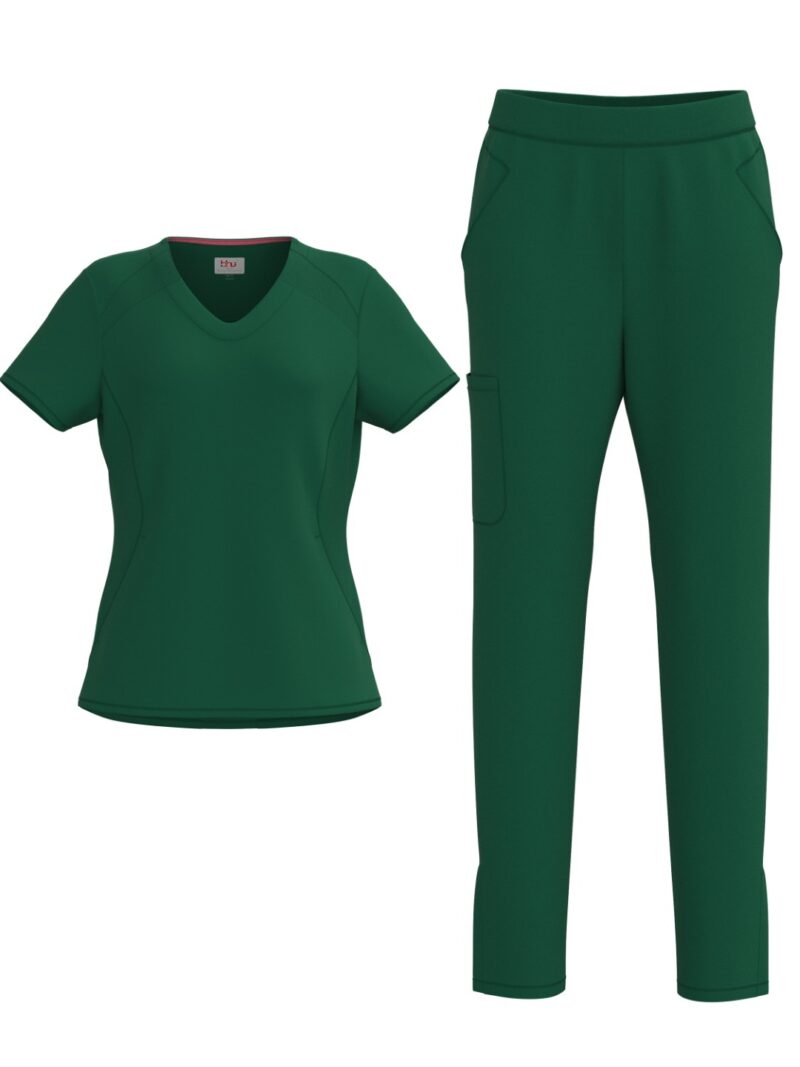 Ladies 4 Way Stretch Scrub Style #1155 Hunter Green By Bhu