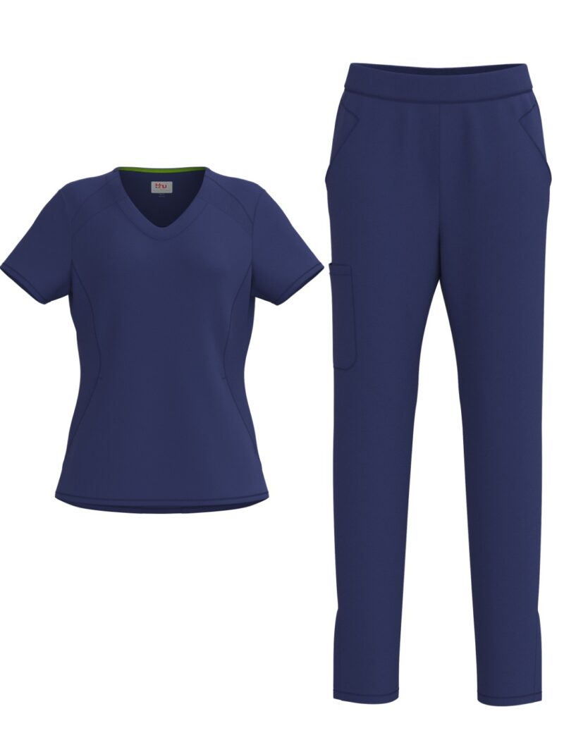Ladies 4 Way Stretch Scrub Style #1155 Navy By Bhu