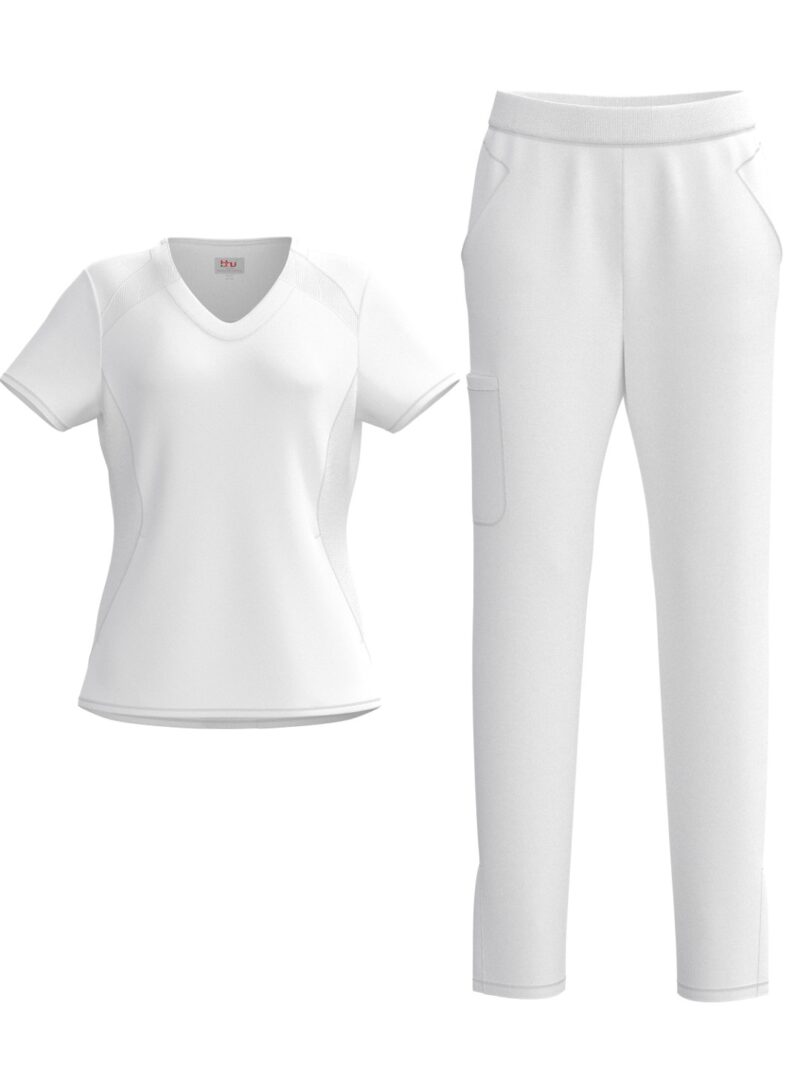 Ladies 4 Way Stretch Scrub Style #1155 White By Bhu